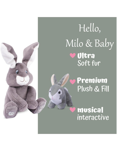 Conejo de Peluche Interactivo Dimple Milo - Peek-a-Boo Gris