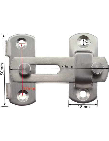 Pestillo de Puerta Tegg 2 Piezas Acero Inoxidable 70x50mm