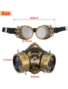 Máscara de Gas Steampunk COMBIUBIU con Gafas y Filtro 2