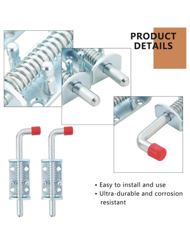 Cerrojo de Barril de Metal NATGAI 16.5 cm Resorte Pesado 2 Unidades