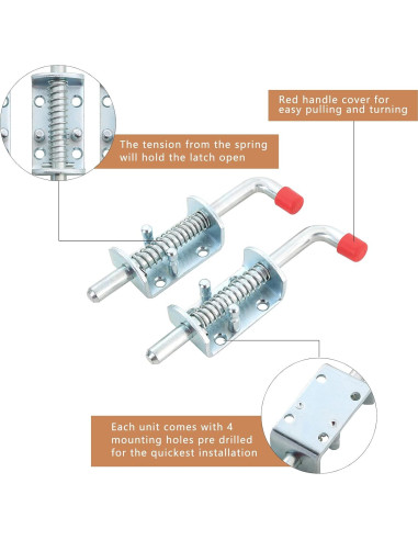 Cerrojo de Barril de Metal NATGAI 16.5 cm Resorte Pesado 2 Unidades