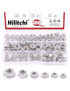Hilitchi 100 Pcs Tuercas de Bloqueo Hexagonales Acero Inoxidable 304