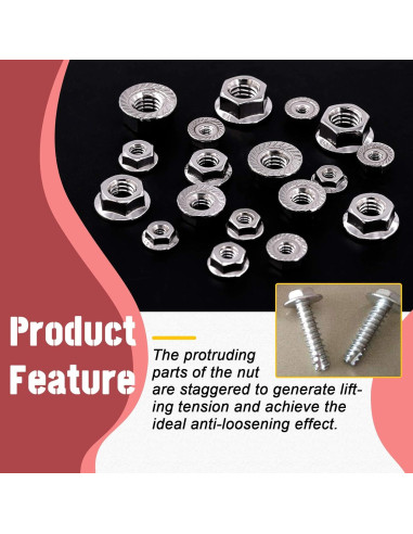 Hilitchi 100 Pcs Tuercas de Bloqueo Hexagonales Acero Inoxidable 304