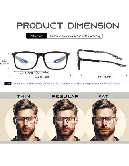 Gafas Bifocales Missfive 2.5x para Hombres y Mujeres - Estilo Deportivo