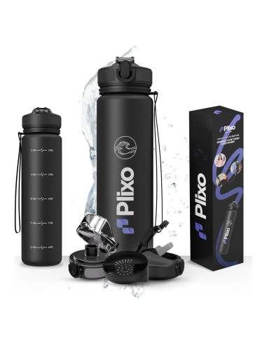 Botella de Agua Plixo 32 Oz con 2 Tapas a Prueba de Fugas