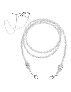 Cadena de Gafas con Perlas Blancas Larrel 74cm Acrílico