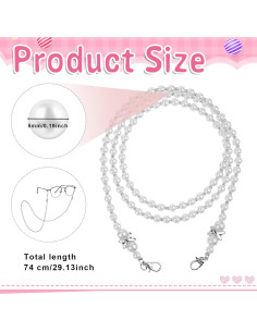 Cadena de Gafas con Perlas Blancas Larrel 74cm Acrílico 2