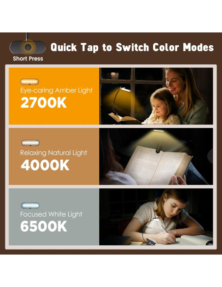 Luz de libro recargable YOLLBER BL-T01 14 LEDs 3 modos