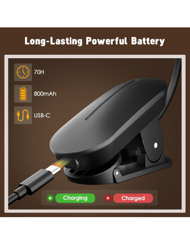 Luz de libro recargable YOLLBER BL-T01 14 LEDs 3 modos