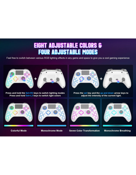 Controlador Gamrombo Inalámbrico para PS5/PS4/PC - RGB
