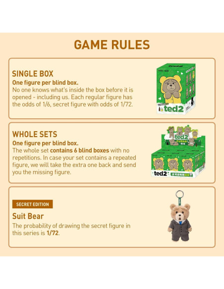 POP MART Ted2 Osito de Peluche Colgante Caja Sorpresa 15 cm