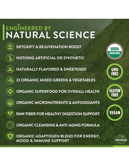 TruWild Greens Polvo de Superalimento 90 Porciones 3 Paquetes