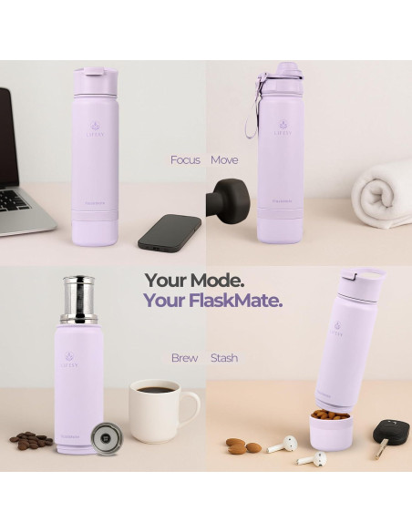 Botella Infusora de Té y Termo 0.5L LIFESY FlaskMate Lila