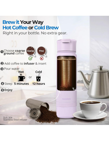 Botella Infusora de Té y Termo 0.5L LIFESY FlaskMate Lila