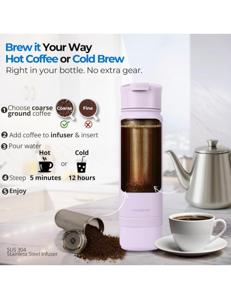 Botella Infusora de Té y Termo 0.5L LIFESY FlaskMate Lila