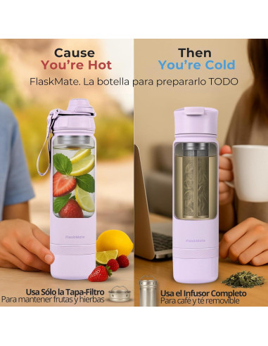 Botella Infusora de Té y Termo 0.5L LIFESY FlaskMate Lila