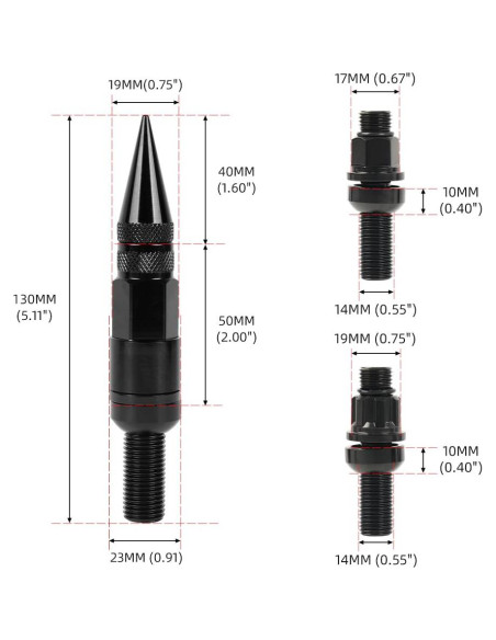 Tornillos de Rueda M14x1.5 muge racing 20 PCS Antirrobo Negro