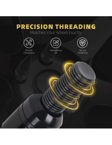 Tornillos de Rueda M14x1.5 muge racing 20 PCS Antirrobo Negro