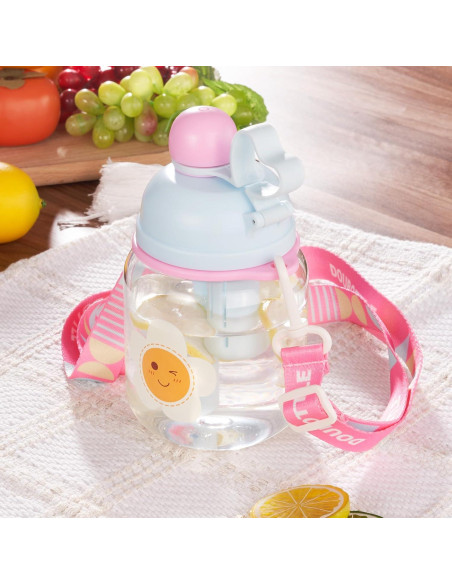 Botella de Agua para Niños 800ml Tritan Azul con Pajilla