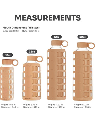 Botella de Agua de Vidrio Purifyou 22oz con Manga de Silicona