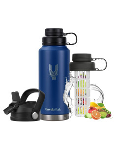Botella de Agua Deportiva Evorella Flask 0.95 L Azul Doble Pared