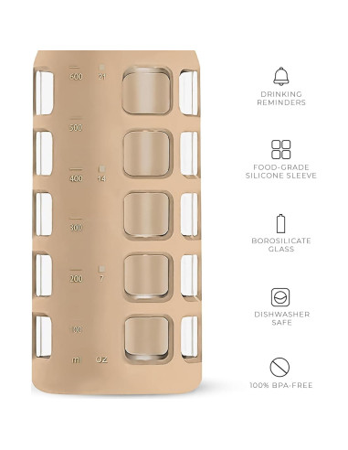 Botella de Agua de Vidrio Purifyou 22oz con Manga de Silicona