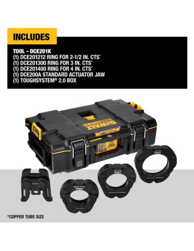 Kit de Herramientas DEWALT DCE201K Anillos de Prensa 2-1/2 a 4"