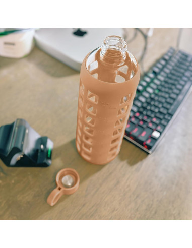 Botella de Agua de Vidrio Purifyou 22oz con Manga de Silicona