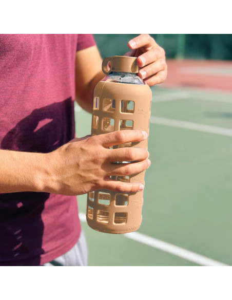Botella de Agua de Vidrio Purifyou 22oz con Manga de Silicona