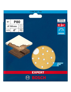 Lija Bosch Expert C470 150 mm Grano 80 5 Piezas Multihole 2