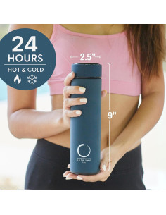 Termo infusor Pure Zen Tea 15 oz acero inoxidable azul 2