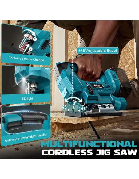 Sierra de calar inalámbrica Ecarke 18V sin escobillas 3000 RPM