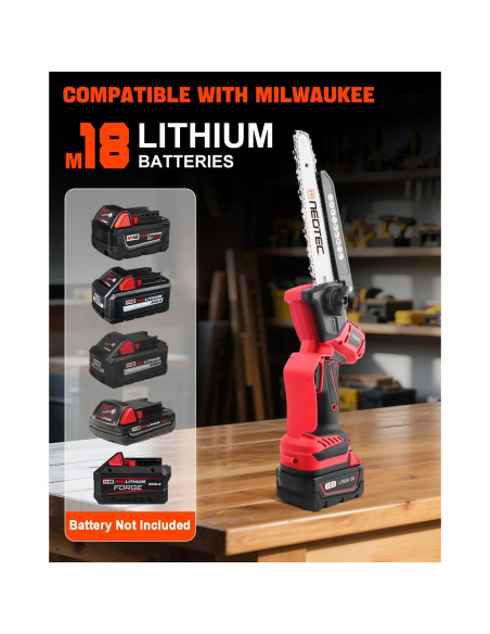 Mini Motosierra Eléctrica NEOTEC 6'' y 8'' Compatible Milwaukee M18