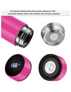 Botella Aislada TLINNA 500ml Rosa con Pantalla LED Temperatura 2