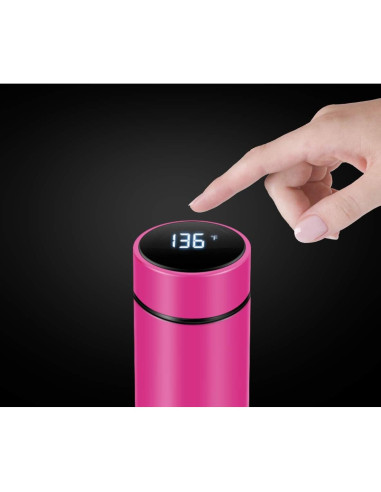 Botella Aislada TLINNA 500ml Rosa con Pantalla LED Temperatura