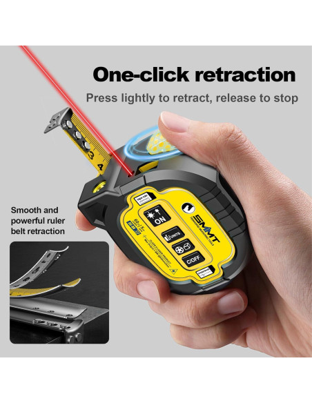 Cinta Métrica Láser 3-en-1 60m + 4.88m Autocierre Rojo