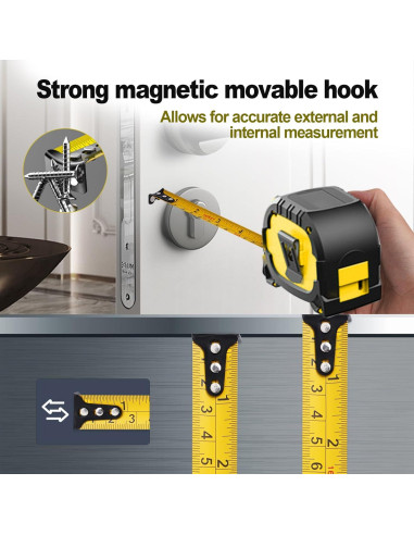 Cinta Métrica Láser 3-en-1 60m + 4.88m Autocierre Rojo