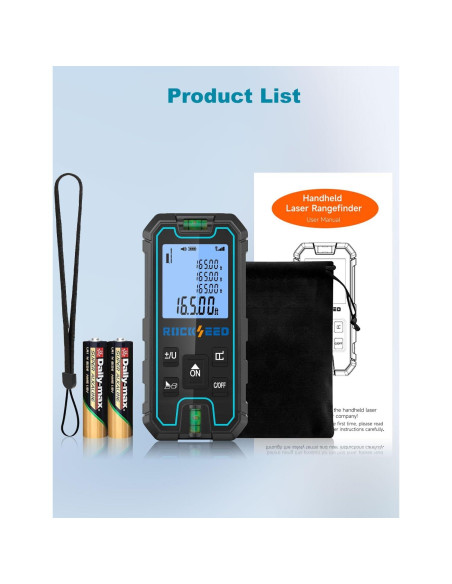Medidor Láser RockSeed S7-50 de 50.29 Metros con 2 Niveles