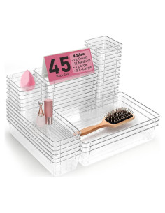 Juego de Organizadores de Cajones VEXTHYX 45 Piezas Plástico Transparente