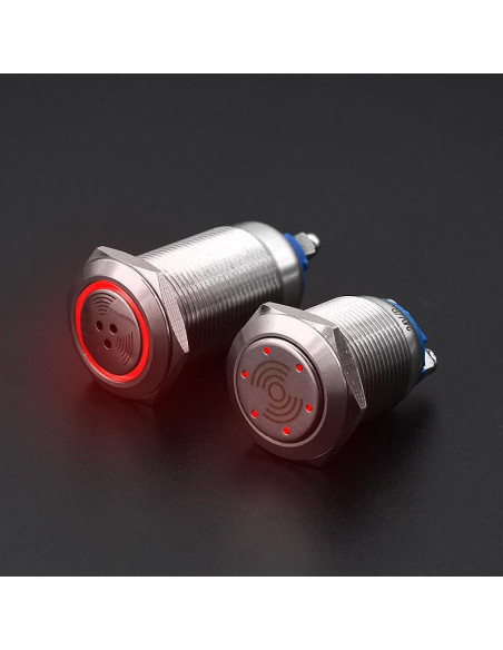 Zumbador LED Metal Pulsante KGFCE 16mm 3-6V Banda Roja