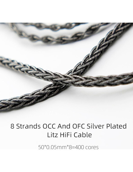 Cable MMCX FAAEAL 1.5m Cobre Cristalino 8N 3.5mm para Auriculares