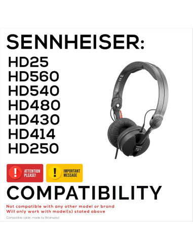 Cable de Audio Enrollado Brainwavz 1.5m a 5m para Sennheiser