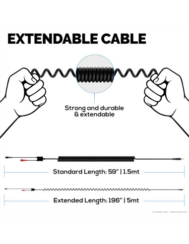 Cable de Audio Enrollado Brainwavz 1.5m a 5m para Sennheiser