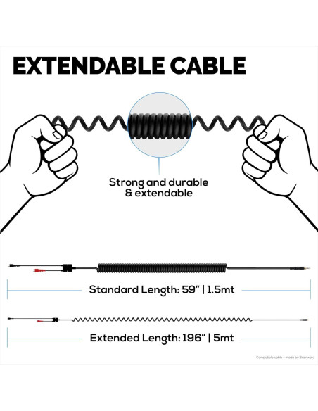 Cable de Audio Enrollado Brainwavz 1.5m a 5m para Sennheiser