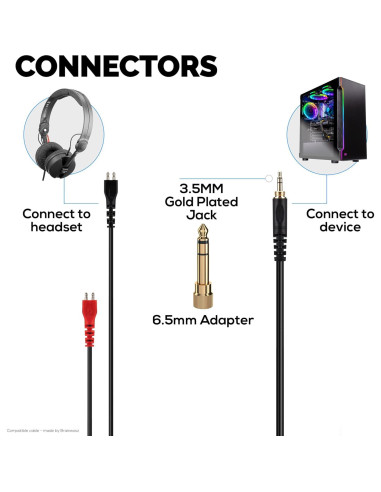 Cable de Audio Enrollado Brainwavz 1.5m a 5m para Sennheiser