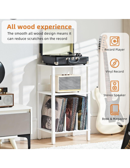 Soporte para Vinilos LELELINKY Blanco 3 Niveles 100 Álbumes