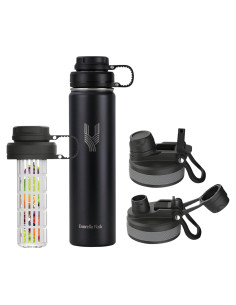 Botella de Agua Deportiva EVORELLA 0.71 L Acero Inoxidable Negro