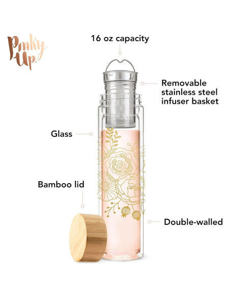 Taza Infusora de Viaje Pinky Up Blair 0.47L Doble Pared Ramo
