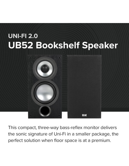 Altavoces de Estantería ELAC Uni-Fi 2.0 UB52, 6 Ohm, Negro