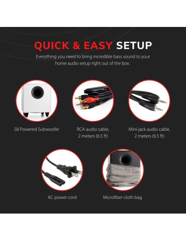 Subwoofer Audioengine S8 250W 8" Con Cable Negro